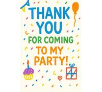 Thank You For Coming To My Party!: Small 4x6 Kids Party Favor Notebook - Wide Ruled Mini Journal for Birthday Goodie Bags and Guests