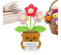 Thank You for Helping Me Grow Crochet - Decoración hecha a mano para el escritorio del hogar | Flores de ganchillo, para mamá, profesora, graduación, cumpleaños, día de la madre, celebración