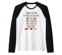 Thank You for Putting Up with My Shit Work Funny Coworker Camiseta Manga Raglan