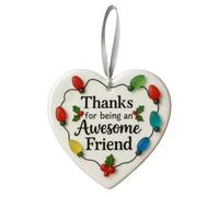 Thank You Friend Heart Keepsake Pendant, Friendship Ornaments For Women Friends, Ceramic Decoration Charm Pendant Keepsake For Christmas Tree Rearview Mirror Wall Window Holiday Women Sister