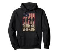 Thank You Veterans Bandera Desgastada Silueta Patriótica Día Sudadera con Capucha