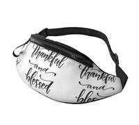 Thankful and Blessed - Riñonera ajustable para viajes, senderismo, correr, deportes al aire libre, para hombres y mujeres, Black, Talla única, Riñoneras