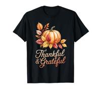Thankful and Grateful Pumpkin Autumn Fall Blessings Camiseta