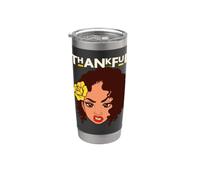 Thankful Black Queen Melanin Mujeres Niña Negra Chicas Mágicas Vaso térmico de acero inoxidable de doble pared