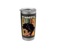 Thankful Black Queen Melanin Mujeres Niña Negra Chicas Mágicas Vaso térmico de acero inoxidable de doble pared
