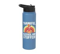 Thankful Blessed and Stuffed - Divertido pavo de Acción de Gracias Stainless Steel Insulated Water Bottle