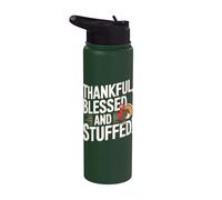 Thankful Blessed and Stuffed - Divertido pavo de Acción de Gracias Stainless Steel Insulated Water Bottle