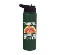 Thankful Blessed and Stuffed - Divertido pavo de Acción de Gracias Stainless Steel Insulated Water Bottle