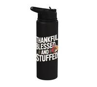 Thankful Blessed and Stuffed - Divertido pavo de Acción de Gracias Stainless Steel Insulated Water Bottle