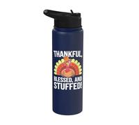 Thankful Blessed and Stuffed - Divertido pavo de Acción de Gracias Stainless Steel Insulated Water Bottle