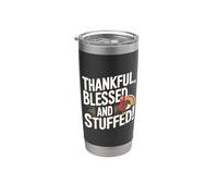 Thankful Blessed and Stuffed - Divertido pavo de Acción de Gracias Vaso térmico de acero inoxidable de doble pared