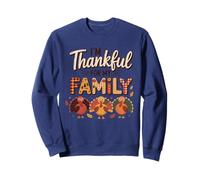 Thankful For Family Acción de Gracias Otoño Turquía Retro Plaid Sudadera