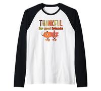 Thankful For Good Friends Fall Pumpkin Leaf BFF Acción de Gracias Camiseta Manga Raglan