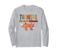 Thankful For Good Friends Fall Pumpkin Leaf BFF Acción de Gracias Manga Larga