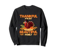 Thankful For My Beautiful Family Diseño de Pavo de Acción de Gracias Sudadera