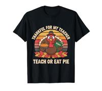 Thankful For My Teacher Acción de Gracias Pavo Enseña a Comer Pastel Camiseta gráfica económica