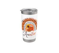Thankful Grateful & Blessed Auntie Calabaza Leopardo Arco Iris Vaso térmico de acero inoxidable de doble pared