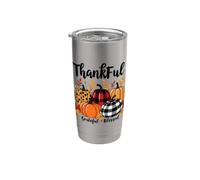 Thankful Grateful Blessed Leopard Pumpkin Acción Vaso térmico de acero inoxidable de doble pared