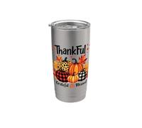 Thankful Grateful Blessed Leopard Pumpkin Acción Vaso térmico de acero inoxidable de doble pared
