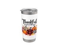 Thankful Grateful Blessed Leopard Pumpkin Acción Vaso térmico de acero inoxidable de doble pared