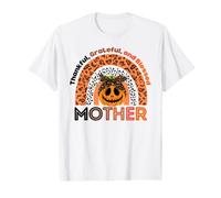 Thankful Grateful & Blessed Mother Calabaza Leopardo Arco Iris Camiseta gráfica económica