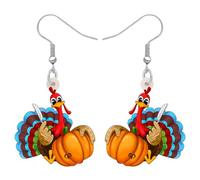 Thankgiving FloralTurkey - Pendientes hipoalergénicos colgantes para fiestas, regalos para mujeres, 23mm x 25mm, Acrílico, Sin piedra preciosa