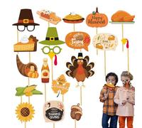 Thanksgiving Photo Props - Thanksgiving Favor | Thanksgiving Photo Props, 20 Pieces of Thanksgiving Props for Photo Booth, Friendsgiving Turkey Photo Booth Props Kit