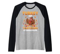 Thanksgiving Turkey and Tantrums Toddler Life Camiseta Manga Raglan