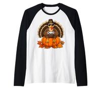 Thanksgiving Turkey Gamer Pumpkin Boys Kids Teens Gaming Camiseta Manga Raglan