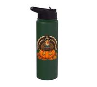 Thanksgiving Turkey Gamer Pumpkin Boys Kids Teens Gaming Stainless Steel Insulated Water Bottle