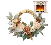 Thanksgiving Wreath, 15 Inch Festive Autumn Wreath Front Door, Artificial Seasonal Ornament Decor for Garden, Apartment, Window, Wall, Fence, Hotel Entryway, and Fall Holiday Displays
