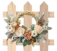 Thanksgiving Wreath - Thanksgiving Wreaths for Front Door | Fall Wreath | 15 Inch Festive Artificial Ornament, Harvest Maple Leaf Berry Pumpkin, Autumn Seasonal Decor for Farmhouse Indoor Outdoor