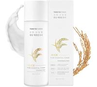 THANKYOU FARMER Rice Pure Essential Toner (200ml) - Extractos de arroz coreano exclusivos, tintor lechoso de 2 en 1, piel seca y sensible, sin fragancia, toner coreano para la cara, esquina coreana
