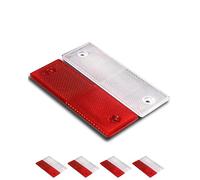 Thapncow 10Pcs Reflectores Autoadhesivos Rectangular, Reflectores Camiones, Reflectante Autoadhesivo Rectangular, Reflector Adhesivo, Universal Plastico Rojo/Blanco Rectangular Reflector para Camión