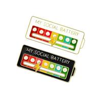 Thapncow 2uds Pin de Batería, Social Battery 7 Días Batería Social Pines, de Insignia, Bonito Broche ， Esmalte Divertido para 7 Días a la Semana