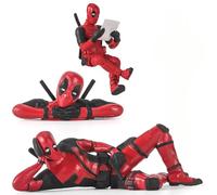 Thapncow 3 Piezas Deadpool Anime Acción Figura, Divertidas de Anime Deadpool Anime, Interesante Decoraciones del Tablero de Instrumentos del Coche, decoración de Espejo retrovisor para el hogar