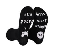 Thapncow Calcetines Divertidos Hombre, Calcetines con texto en alemán BITTE NICHT STÖREN ICH ZOCKE, Calcetines Antideslizantes Divertidos, Negro, 40-49