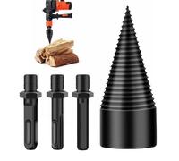 Thapncow Divisor para leña de 32 mm|con cuña de maza 360° para partir leña|Cuñas corte|broca cónica con 3 mangos perforación (cuadrada/hexagonal/redonda) para partir madera y talar árboles