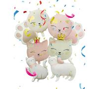 Thapncow Lot de 8 ballons décoratifs en forme de chat, Ballon Gonflable Chat pour Anniversaire d'Enfant, Chatons Aluminium BalloN, Décorations Anniversaire Chat Plusieurs Styles, Enfants et aux Animau