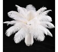 THARAHT - 12 plumas de avestruz blancas naturales a granel de 8-10 pulgadas (20-25 cm) para manualidades, centros de mesa de bodas, fiestas, decoración de árbol de Navidad