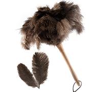 THARAHT 1PCS Plumero de Avestruz Natural Esponjoso con Mango de Madera Reutilizable Lavable para la Limpieza del Teclado,Hogar,Coche,Oficina Plumero de Avestruz,16 Pulgadas