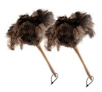THARAHT 2PCS Plumero de Pluma de Avestruz 16 Pulgadas Esponjoso Natural con Mango de Madera Reutilizable Lavable para la Limpieza de Teclado, hogar, Coche, Oficina Plumero de Pluma de Avestruz