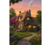 Thatched Cottage 3000 Piece Jigsaw Puzzles for Adults, Colourful, Challenging & Brainteasing Adult Puzzles 3000 Pieces Dusk, Fun jigsaws for The Whole Family 48x32 Inch