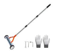 Thatching Rake Carbon Steel Heavy Duty - Metal Long Handle Yard Tool | | Professional Lawn Dethatcher With Spring Tines And Rolling Support For Effective Grass Moss Removal And Soil Aeration
