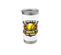 That's My Niece Out There Orgulloso Softbol Tío Tía Jugador Vaso térmico de acero inoxidable de doble pared