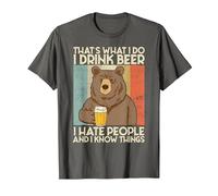 That's What I Do I Drink Beer I Hate People and I Know Bier. Camiseta, Hombre, Asfalto, 3XL
