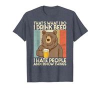 That's What I Do I Drink Beer I Hate People and I Know Bier. Camiseta, Hombre, Azul Jaspeado, 4XL
