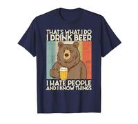 That's What I Do I Drink Beer I Hate People and I Know Bier. Camiseta, Hombre, Azul Marino, 3XL