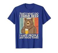 That's What I Do I Drink Beer I Hate People and I Know Bier. Camiseta, Hombre, Azul Real, S