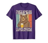 That's What I Do I Drink Beer I Hate People and I Know Bier. Camiseta, Hombre, Morado, 3XL